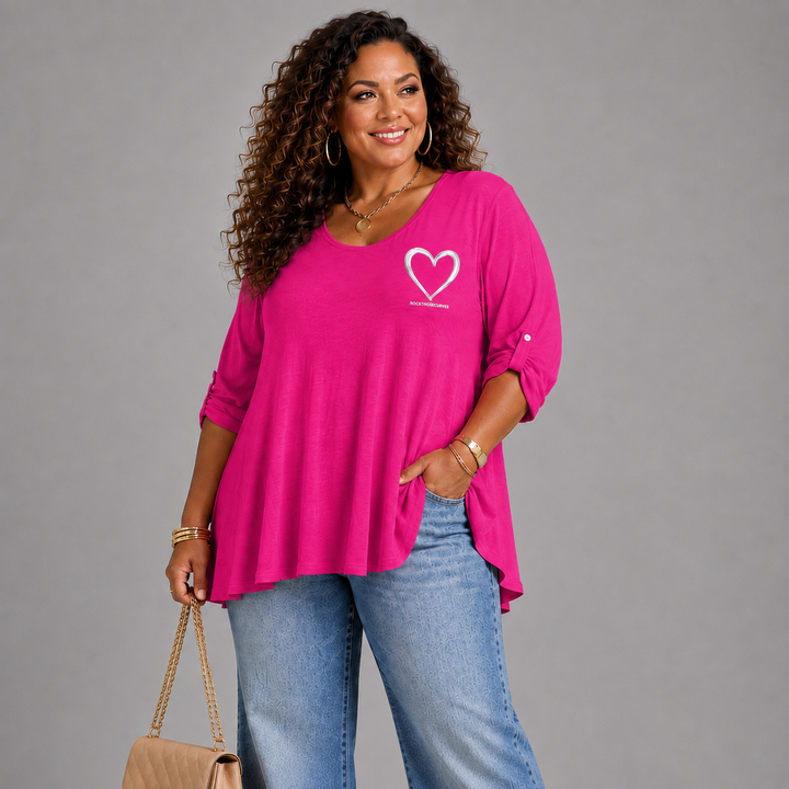 Swing Top with RockThoseCurves™ Heart Motif & Button Tab Sleeves