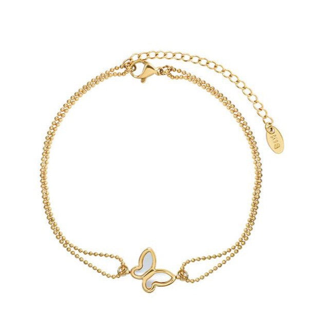 Callie 18k Gold Plated Layered Butterfly Anklet
