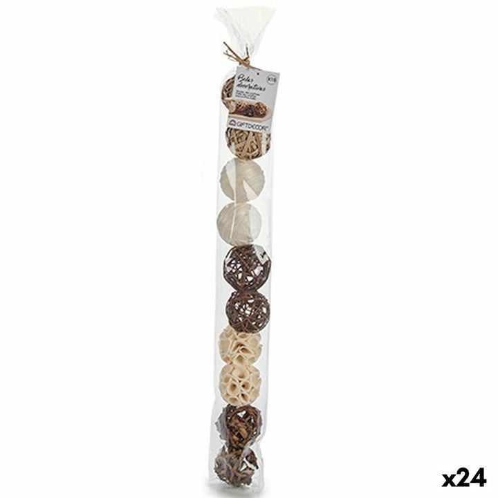 Decorative bauble Gift Decor White Brown Black 6 x 65 x 6 cm Natural (24 Units)