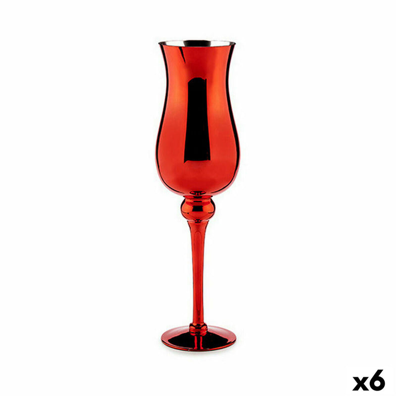 Candleholder Crystal Red 13,5 x 4,5 x 13,5 cm (6 Units)