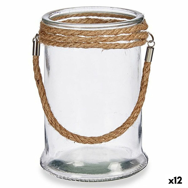 Bougeoir Transparent verre Herbier marin 12,5 x 17 x 12,5 cm (12 Unités)