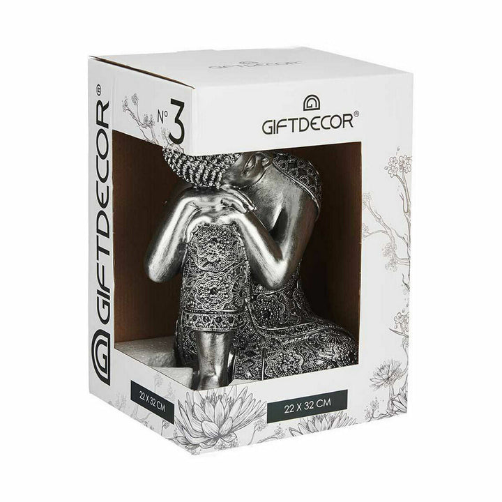 Decorative Figure Gift Decor Silver Buddha Sitting 20 x 30 x 20 cm (4 Units)
