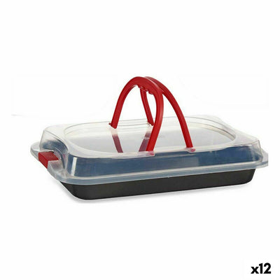 Lunch box Black Red Iron 36,5 x 24 x 7,5 cm With lid (12 Units)