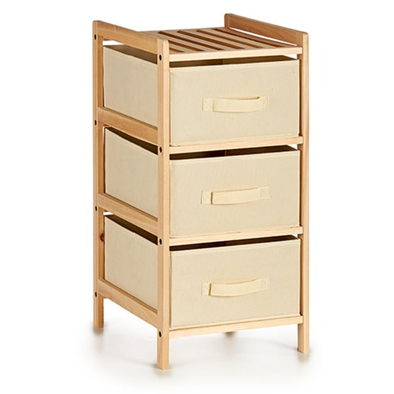 Chest of drawers Cream Wood Textile 36 x 66 x 34 cm (2 Units)