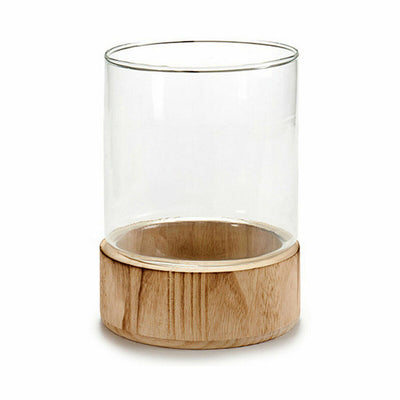 Candleholder Brown Transparent Wood Crystal 14,5 x 19,3 x 14,5 cm (8 Units)