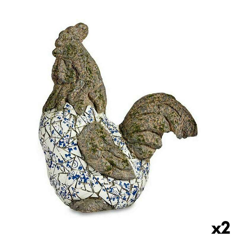 Figure décorative de jardin Coq Polyrésine 22,5 x 46 x 41,5 cm (2 Unités)