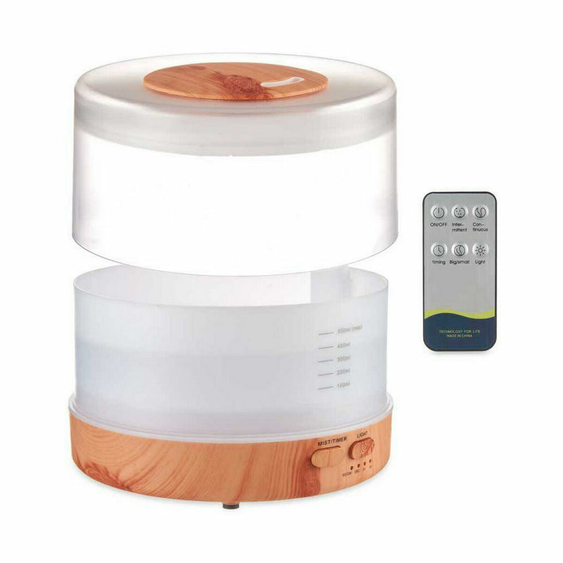 Humidificador Difusor de Aromas com LED Multicores Branco Castanho 500 ml (8 Unidades)