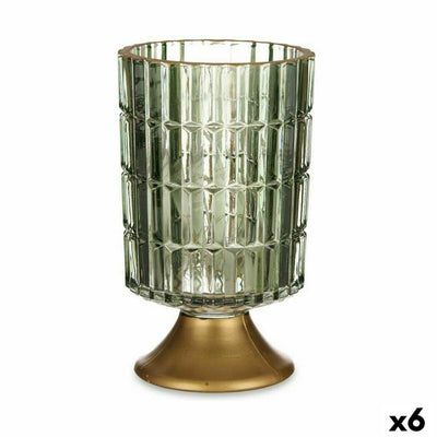 Lanterna LED Verde Dourado Vidro 10,7 x 18 x 10,7 cm (6 Unidades)