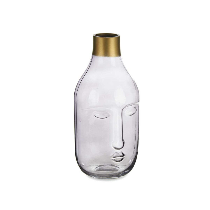 Vase Gift Decor Grey Glass Face 11 x 24,5 x 12 cm (6 Units)