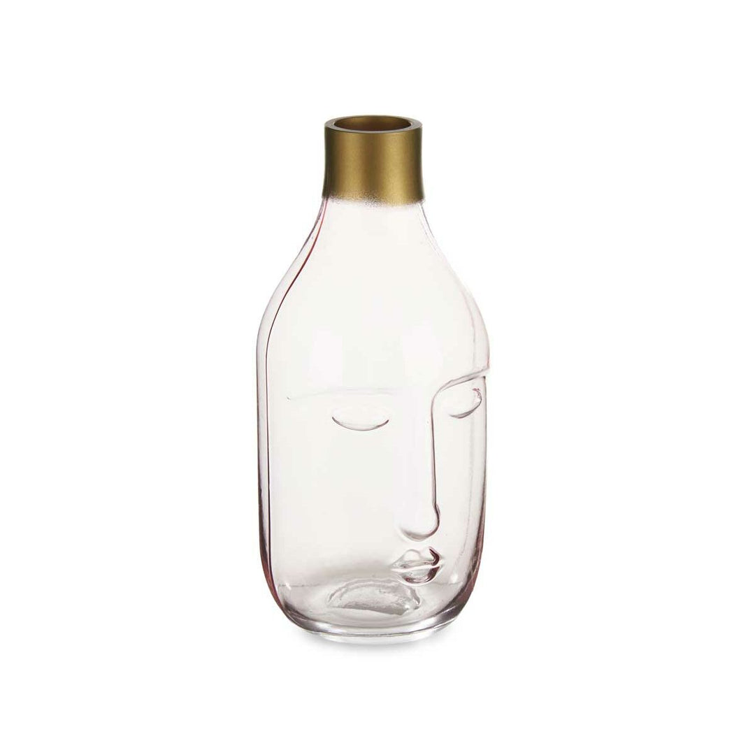 Vase Gift Decor Pink Glass Face 11 x 24,5 x 12 cm (6 Units)