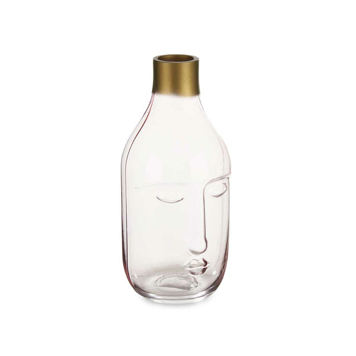 Vase Gift Decor Pink Glass Face 11 x 24,5 x 12 cm (6 Units)