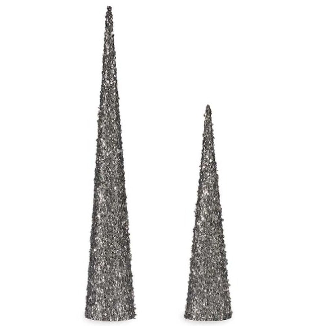 Christmas bauble Krist+ Silver Cones 9,5 x 60 x 9,5 cm Sequins (4 Units)