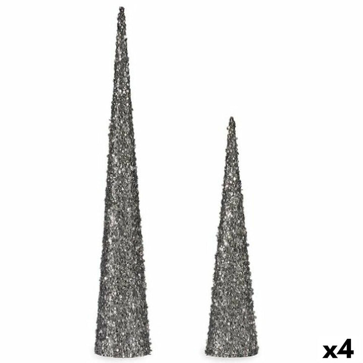Christmas bauble Krist+ Silver Cones 9,5 x 60 x 9,5 cm Sequins (4 Units)