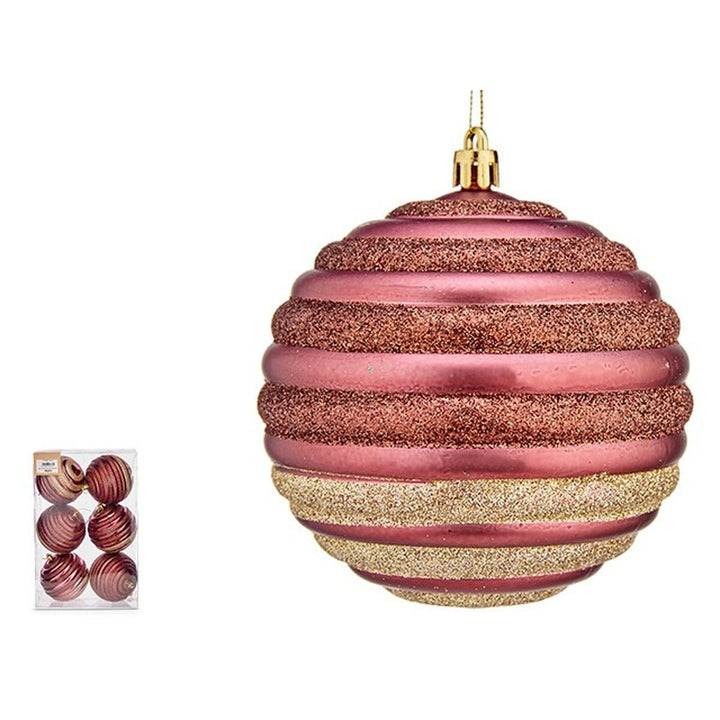 Set of Christmas balls Krist+ Pink Plastic Circles (6 Units)