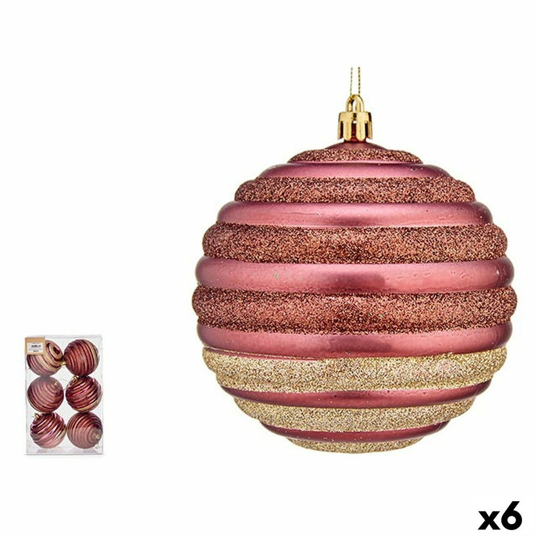 Set of Christmas balls Krist+ Pink Plastic Circles (6 Units)