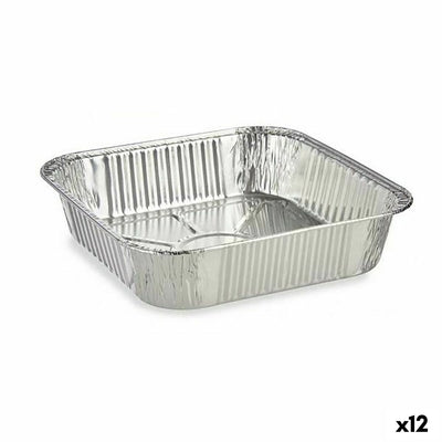 Set of Kitchen Dishes Disposable Squared Aluminium 20,5 x 6,5 x 20,5 cm (12 Units)