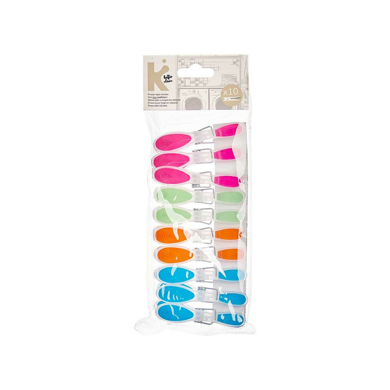 Molas da Roupa Multicolor Silicone Plástico 10 Peças Conjunto (24 Unidades)