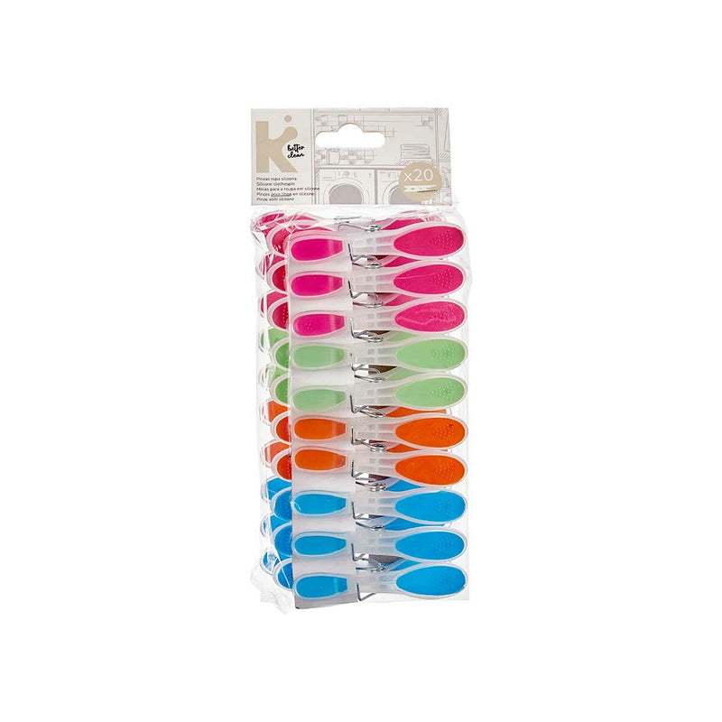 Molas da Roupa Multicolor Silicone Plástico 20 Peças Conjunto (24 Unidades)