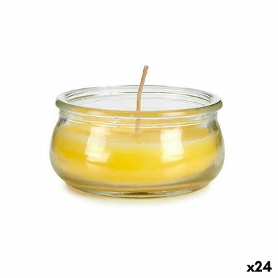 Candle Yellow Glass Wax 7,7 x 4 x 7,7 cm (24 Units)
