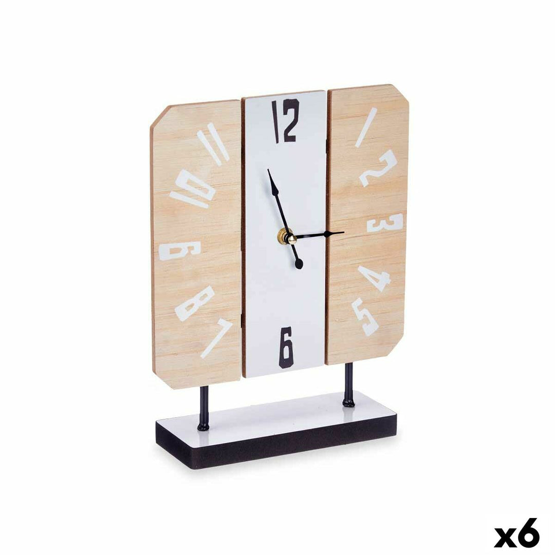Table clock Gift Decor White Wood (6 Units)