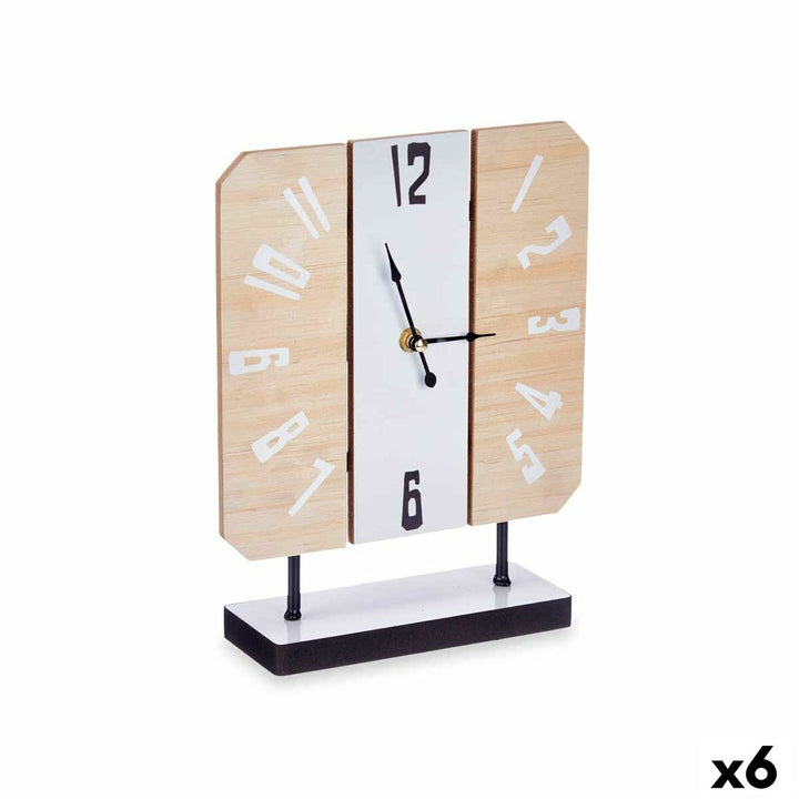 Table clock Gift Decor White Wood (6 Units)