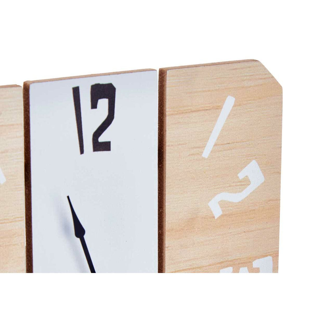 Table clock Gift Decor White Wood (6 Units)