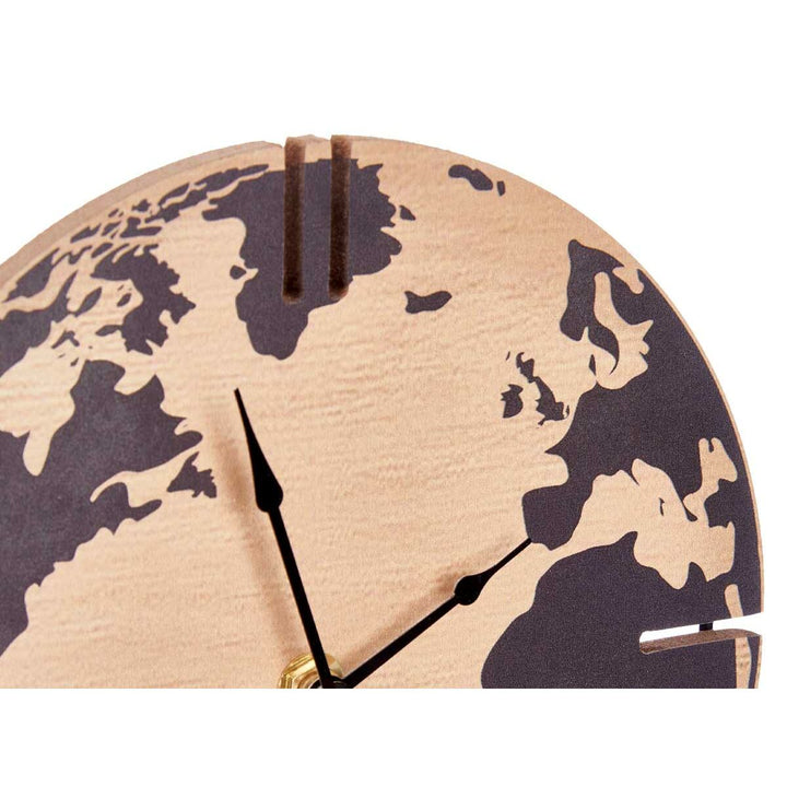 Table clock Gift Decor Black Wood World Map (6 Units)