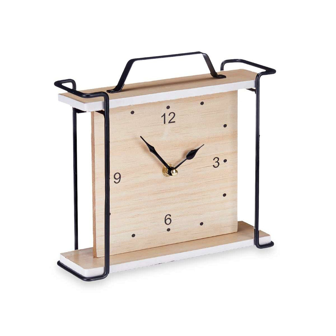 Table clock Gift Decor Black Wood (6 Units)