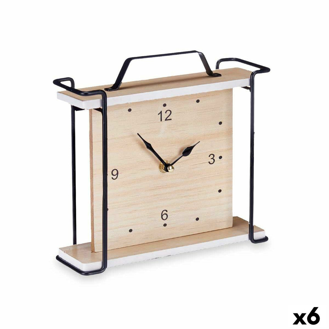 Table clock Gift Decor Black Wood (6 Units)