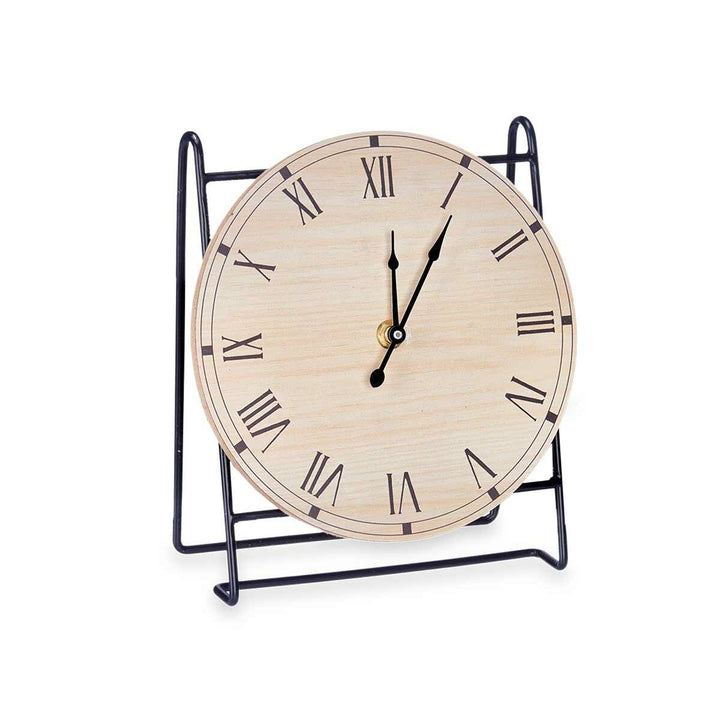 Table clock Gift Decor Black Wood (6 Units)