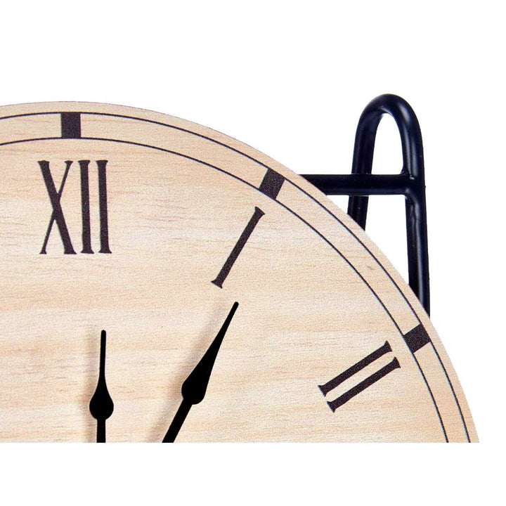 Table clock Gift Decor Black Wood (6 Units)