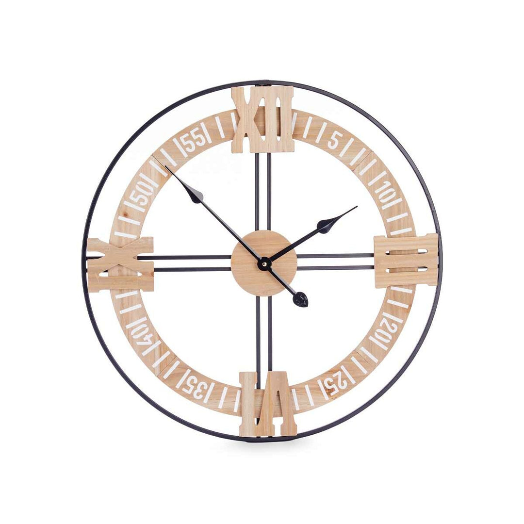 Wall Clock Gift Decor Black Wood Metal MDF Wood 60 x 60 x 5 cm (4 Units)