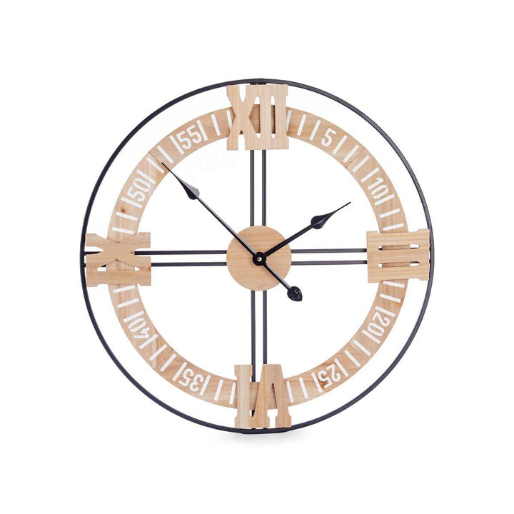Wall Clock Gift Decor Black Wood Metal MDF Wood 60 x 60 x 5 cm (4 Units)