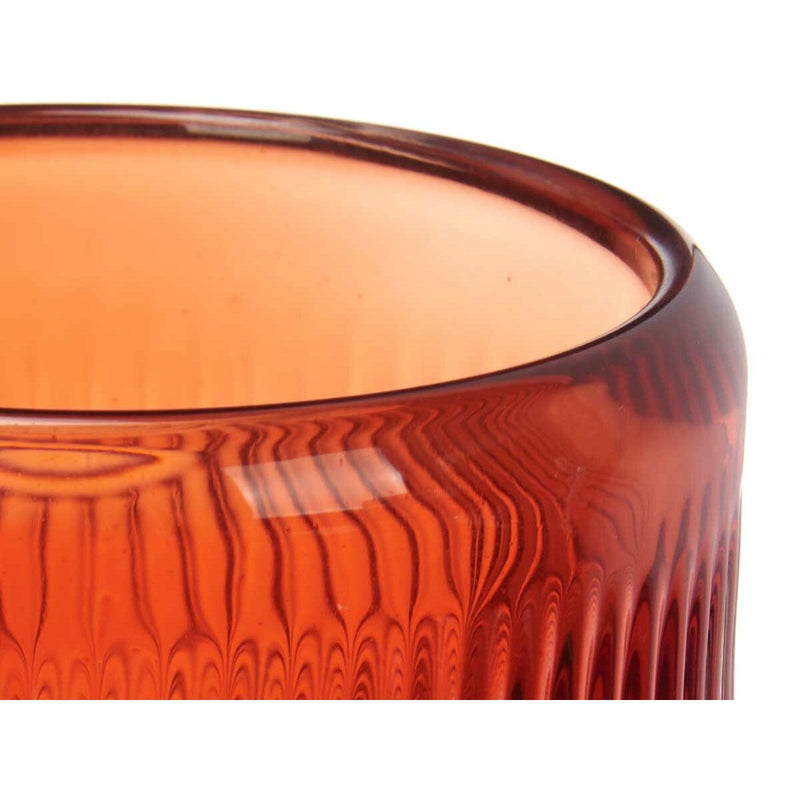 Candleholder Stripes Orange Crystal 9 x 9,5 x 9 cm (12 Units)