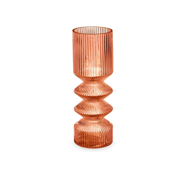 Vase Gift Decor Orange Tile Crystal Stripes 8 x 23 x 8 cm (8 Units)