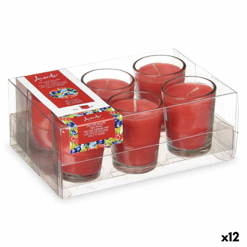 Ensemble de Bougies Parfumées 16 x 6,5 x 11 cm (12 Unités) Verre Fruits rouges