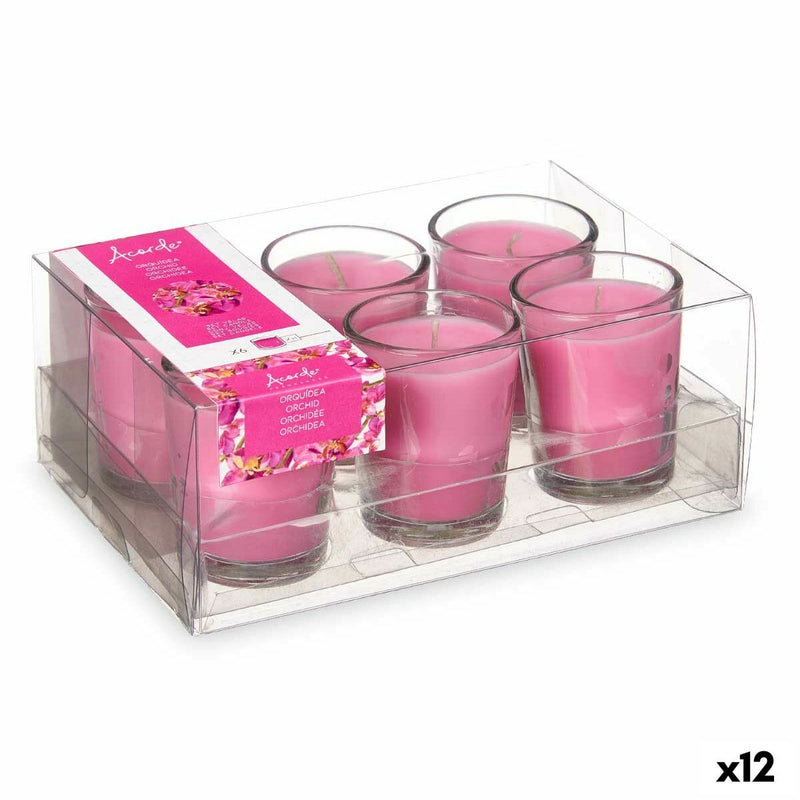 Scented Candle Set 16 x 6,5 x 11 cm (12 Units) Glass Orchid