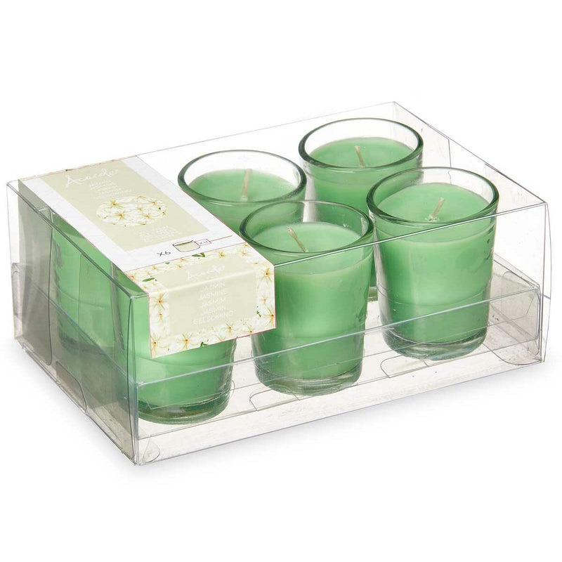 Scented Candle Set 16 x 6,5 x 11 cm (12 Units) Glass Jasmine
