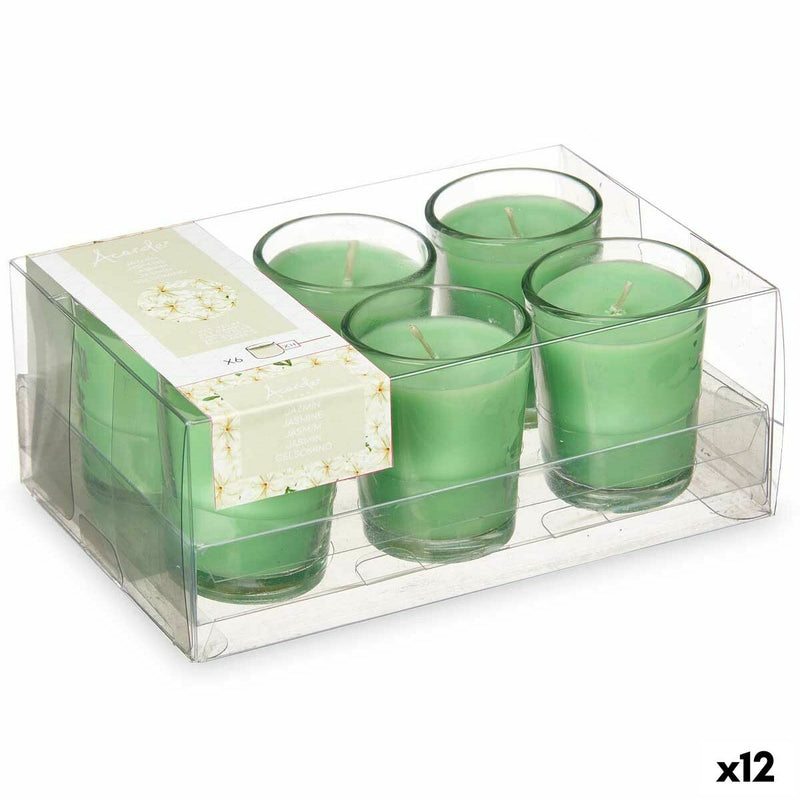 Scented Candle Set 16 x 6,5 x 11 cm (12 Units) Glass Jasmine