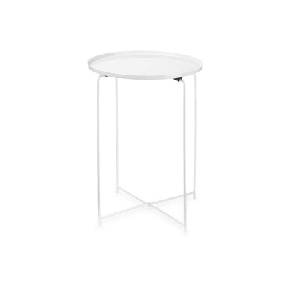 Petite Table d'Appoint Blanc Métal 35 x 50,5 x 35 cm Ronde (4 Unités)