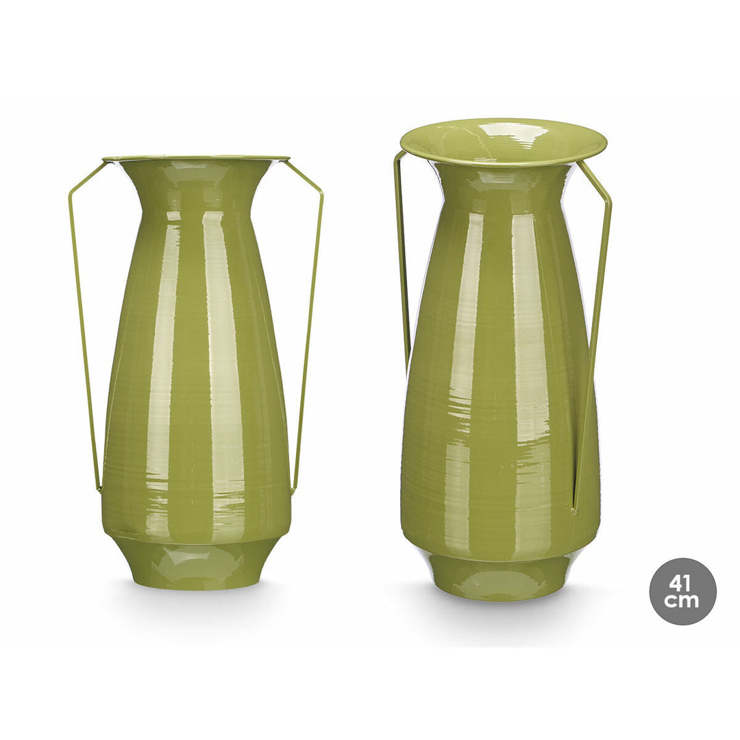 Vase Gift Decor Green Iron Conical 25,5 x 41,5 x 18,5 cm (4 Units)