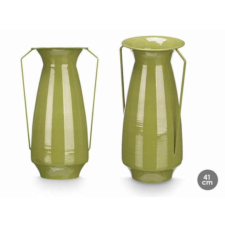 Vase Gift Decor Green Iron Conical 25,5 x 41,5 x 18,5 cm (4 Units)