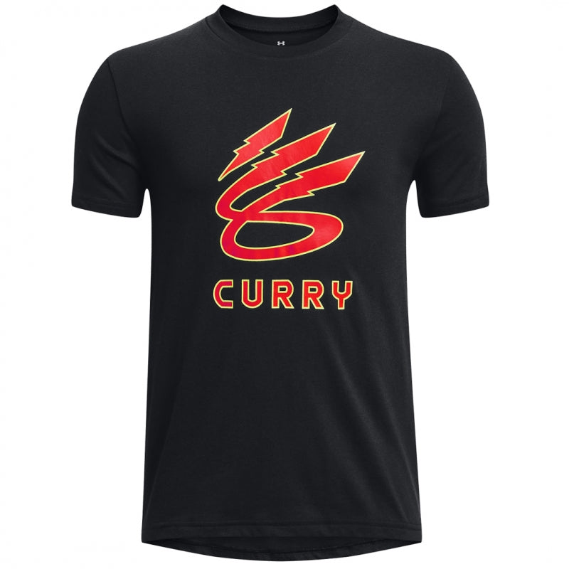 Camisola de Manga Curta Homem Under Armour Curry Lightning Logo Preto