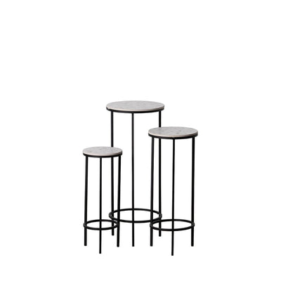 Set of 3 tables Black Grey Iron 30 x 30 x 71 cm (3 Units)