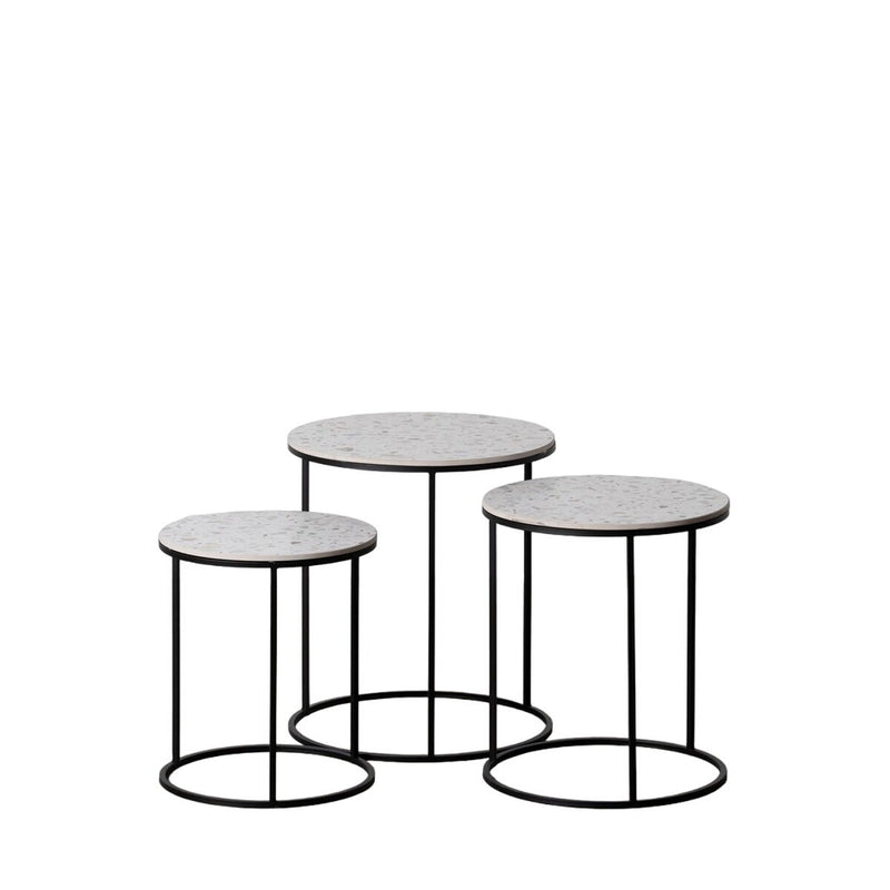 Jogo de 3 mesas Preto Cinzento Ferro 45 x 45 x 51 cm (3 Unidades)