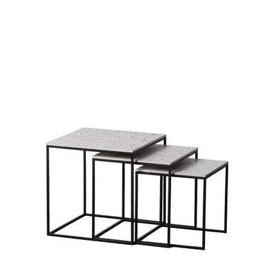 Jeu de 3 tables Noir Gris Fer 45 x 45 x 46 cm (3 Unités)