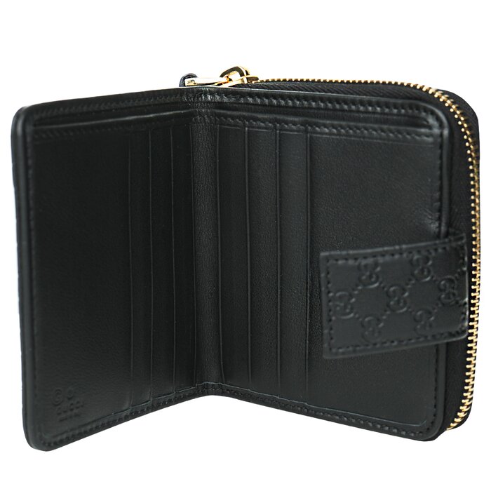 449395 Micro Gg Guccissima Leather Small Bifold Wallet Black - Fixed Size