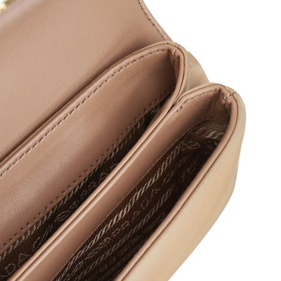 Prada Plain Leather Logo Handbag 1bd144 - Nude