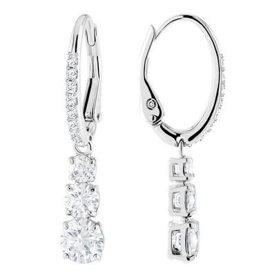 Attract Trilogy Hoop Earrings 5416155 - Round Cut, White, Rhodium Plated - White