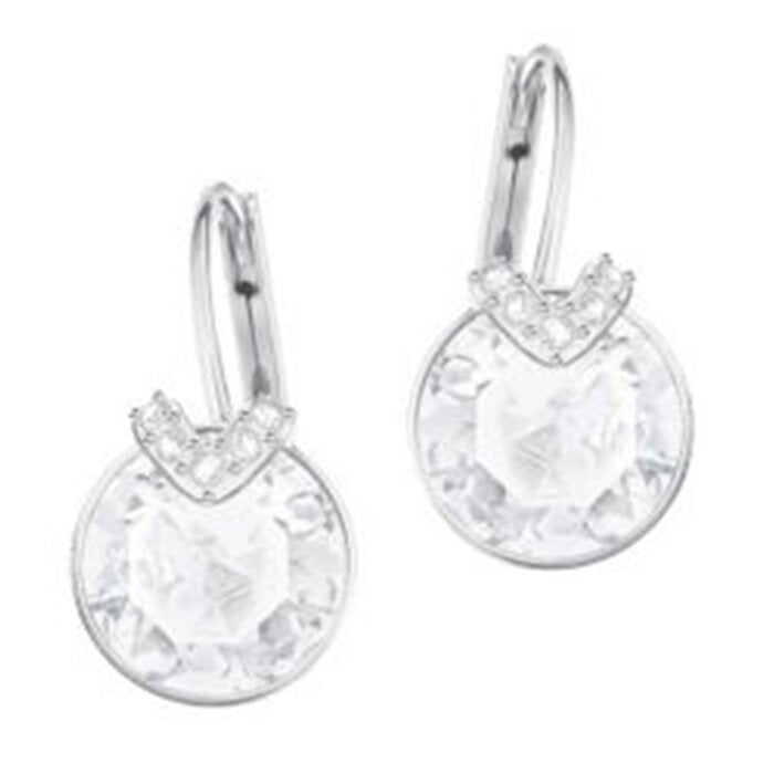 Bella V Drop Earrings  5416155 - Round Cut, White, Rhodium Plated - White